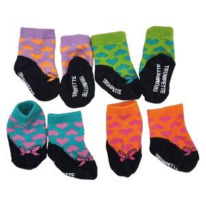 New TRUMPETTE Baby Girl 0-12M Socks 4-Pair Colorful Heart Saks 5th Ave